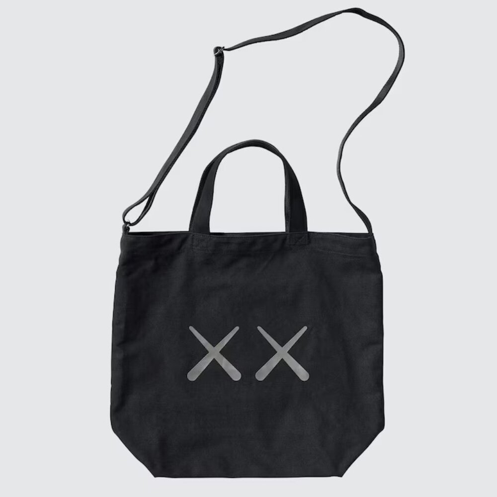 Kaws x Andy Warhol x Uniqlo 2024 Tote Bag with Shoulder Strap Black